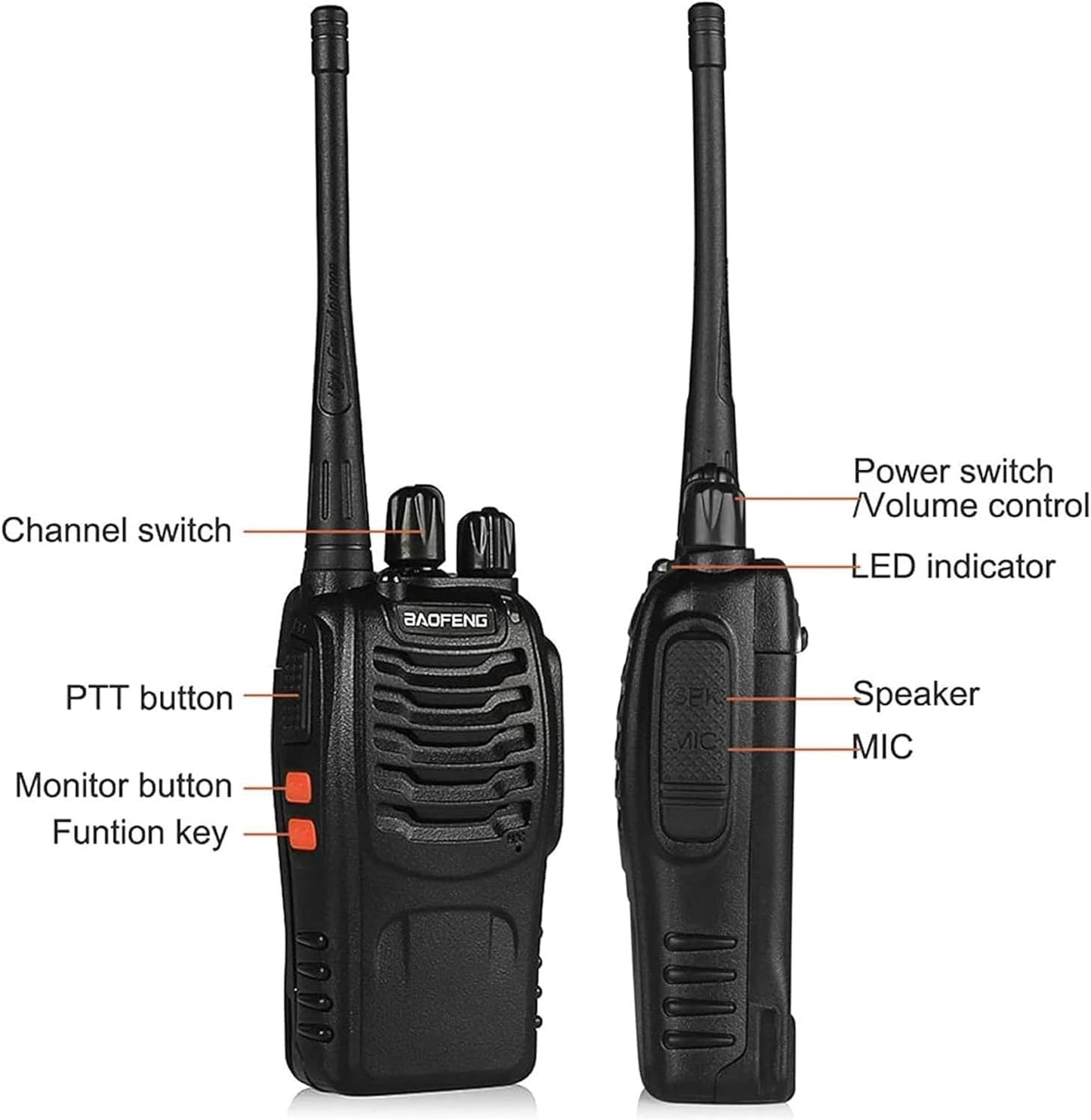 BAOFENG Walkie Talkies Long Range for Adults with Earpieces,16 Channel Walky Talky Rechargeable Handheld Two Way Radios with Flashlight Li-ion Battery and Charger 10 Pack