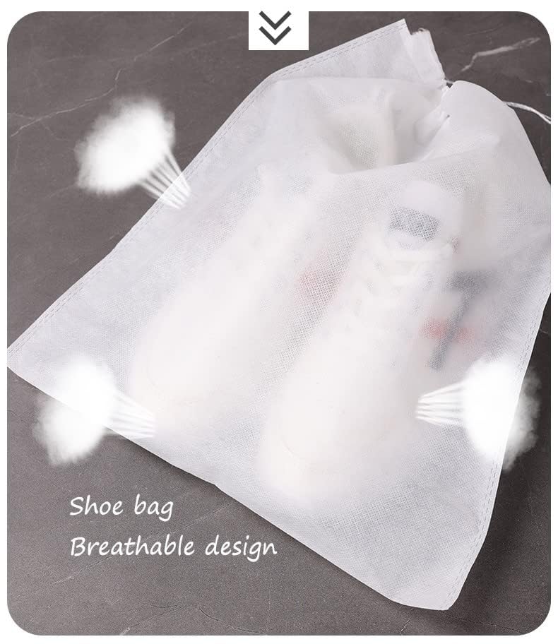 30 eco-friendly travel shoe bag storage bags, non-woven breathable dust-proof bag with rope, suitable for storing shoes and bags, isolate dust and keep shoes and bags clean and tidy. (9.8inX13.77in)