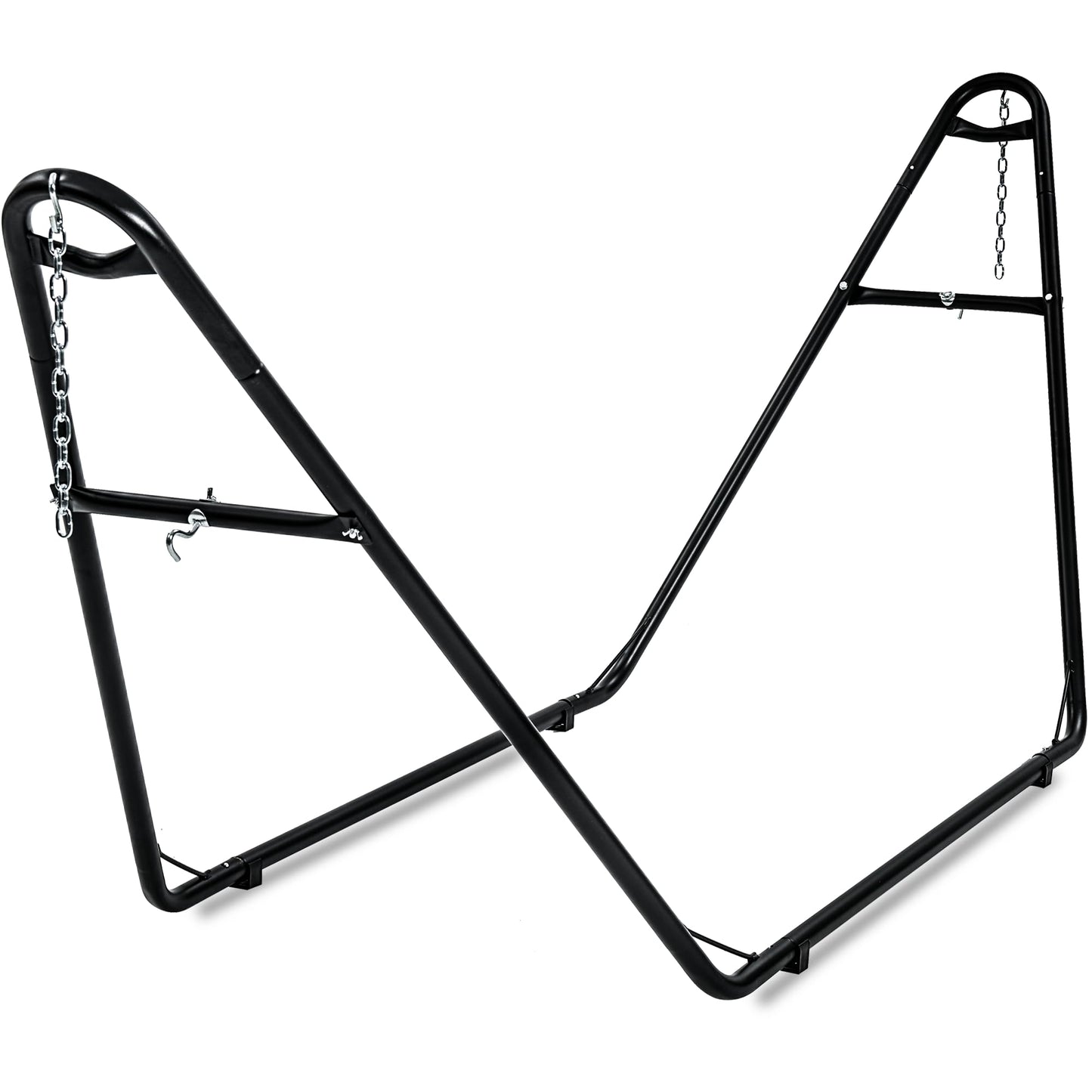 gafete Universal 2 Person Hammock Stand Only, 600 lbs Capacity, Fits 9 to 14ft Hammocks, Adjustable Double Heavy Duty Powder-Coated Steel Stand for Outside, Multi-Use (Black)
