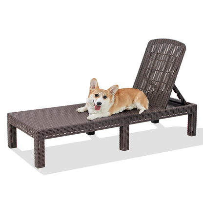 DIMAR GARDEN Beach Chairs Outdoor Chaise Lounge,Resin Pool Lounge Chair Waterproof Recliner,Mocha