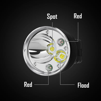 RovyVon S2E Search Series Flashlight 10,000 Lumen Super Bright Rechargeable Searchlight with Spot, Flood Mode, Red Light for Outdoor, Hunting, Searching, Home Use,Emergency