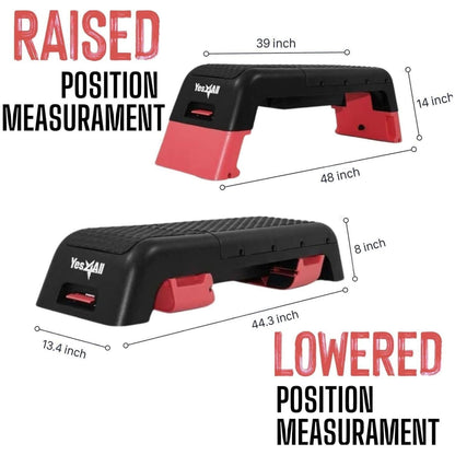 Yes4All Multifunctional Fitness Aerobic Step Platform/Aerobic Deck, Household Step Workout Bench for Home Gym (Red/Black)
