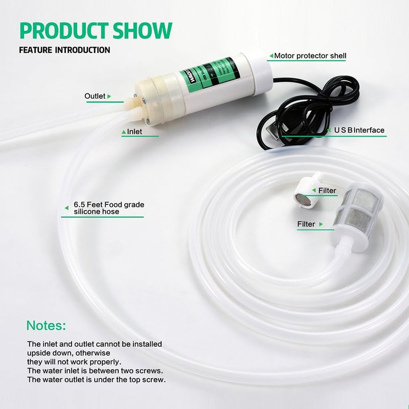 Portable USB Electric 5V Auto Siphon Self-Priming Pump for Home Brewing Wine/Beer/Kombucha, Water Transfer Pump with 6.5FT Food Grade Hose,2L/min,Low Noise