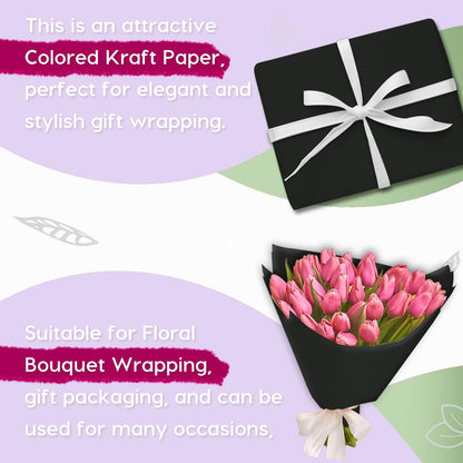 PerkHomy 17.8" x 1,440" (120') Black Kraft Paper Roll for Craft Bulletin Board Paper Art Table Covering Crafting Gift Wrapping Bouquet Packing Parcel 80GSM 55LB (Black, 17.8" x 120')