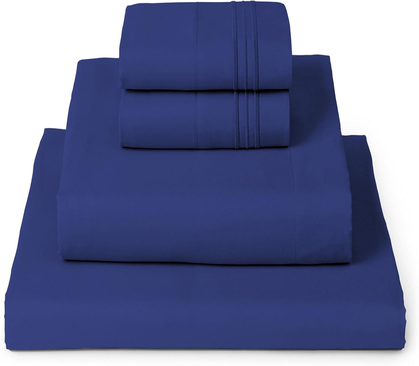 Mellanni King Sheets Set - 4 PC Luxury Bedding | Extra Soft, Cooling, Wrinkle-Resistant (Royal Blue)
