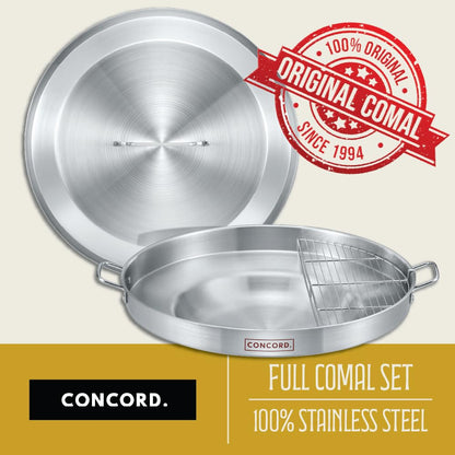 CONCORD Stainless Steel 3 Piece 22" Comal Cookware Set. Comales Discada Set