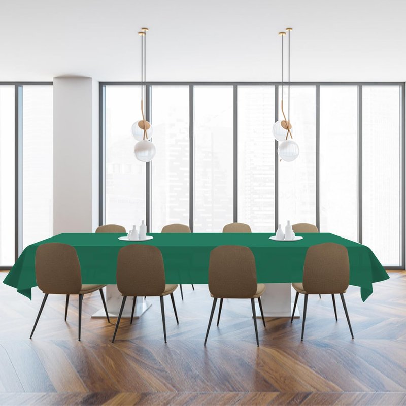 YSYJ 3 Pack Dark Green Plastic Tablecloth Disposable Rectangular Table Cloth 54 x 108 Inch Table Cover for Parties