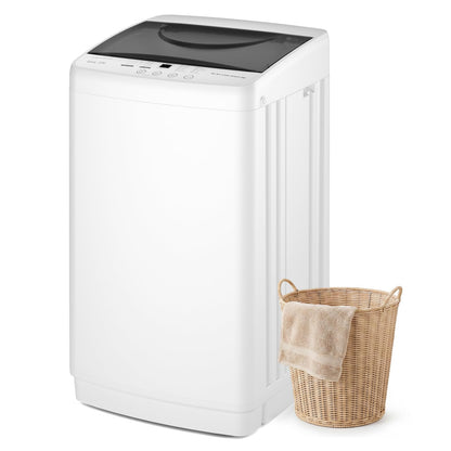 KMFurnila Portable Washing Machine, 1.06 Cu.Ft. Full-Automatic Laundry Machine with Child Safety Lock, 10 Wash Cycles & 3 Water Levels, 7.7 LBS Compact Washer for Apartment Dorm RV Camping, White