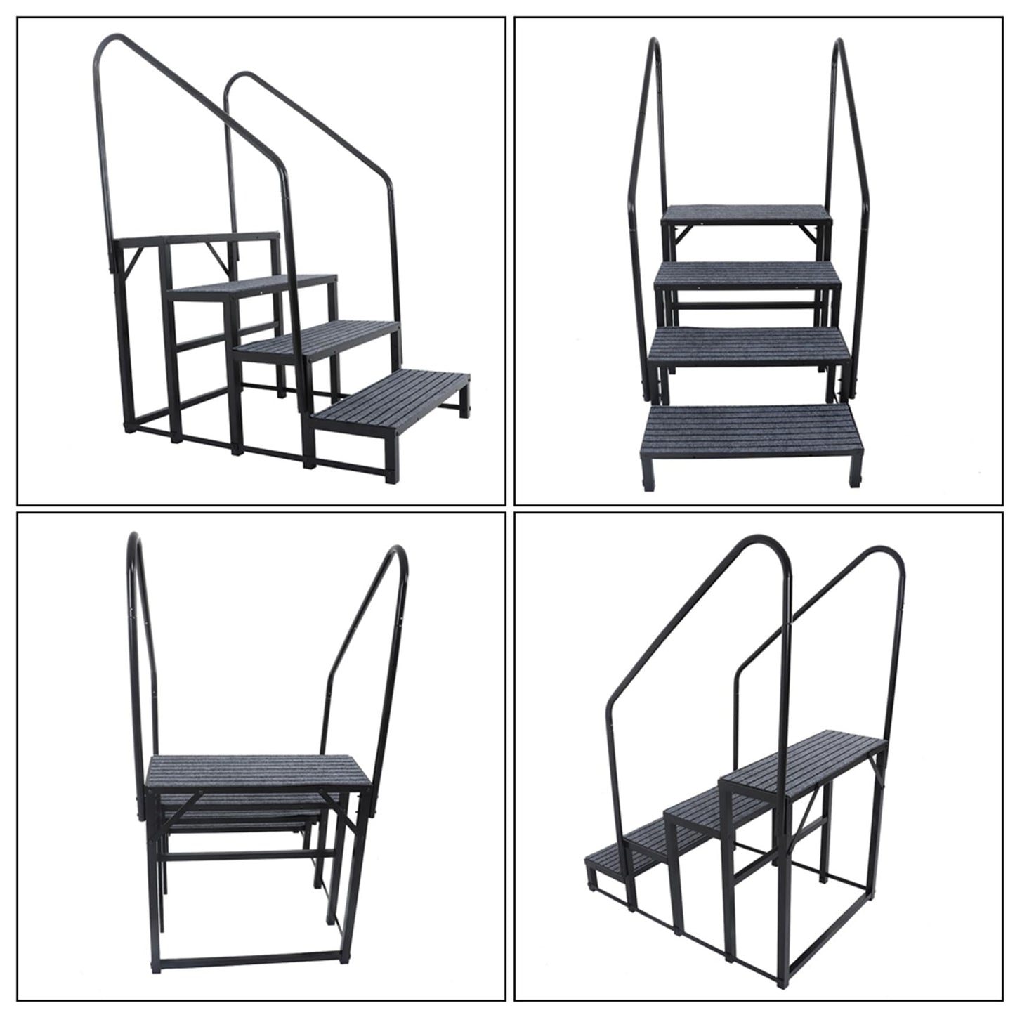 labwork 4 Step RV Steps with 2 Handrails w/Step Mat 660 lbs Load Capacity Spa Steps Outdoor Stairs for 5th Wheel RV Camper Trailer Porch with Non-Slip Mats
