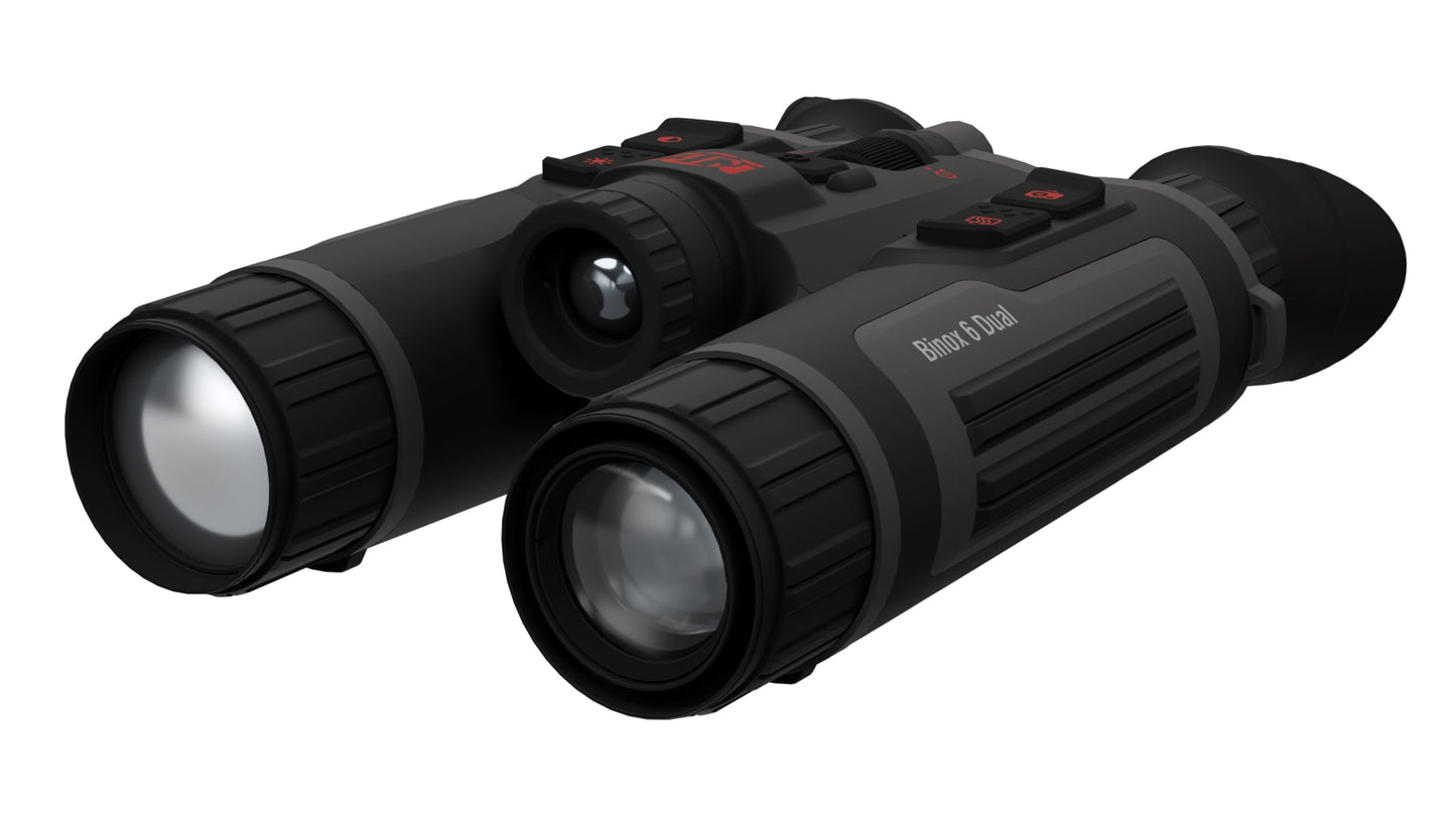 ATN Binox 6 Dual Multispectral Binoculars w/Thermal + 4K Day/Night/Twilight, 1,000 m Laser Rangefinder, Wi-Fi, 64GB, IP67 (384×288, 5.5-44×)