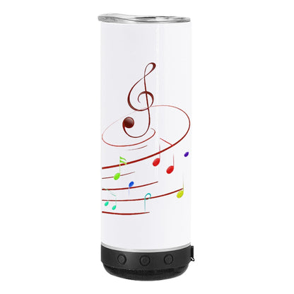 VACVOU 1Pcs 20oz Sublimation Music Speaker Blank Tumbler Cup with Lid Double Wall Vacuum Insulated Bluetooth Speaker Skinny Straight Tumblers (black, 1)