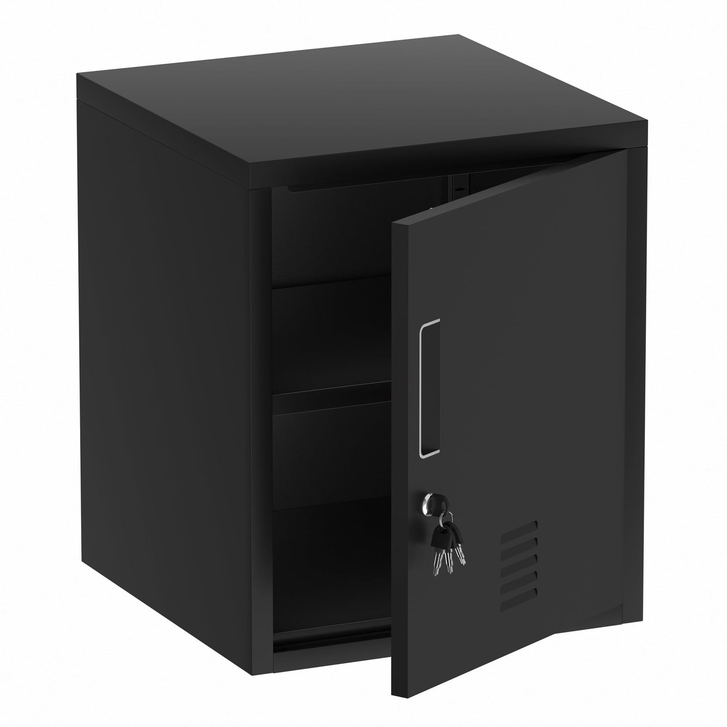 JINGUR Metal Storage Locker Cabinet with Locking Door and Adjustable Shelf for Home Office Classroom Workshop Organization (Black)
