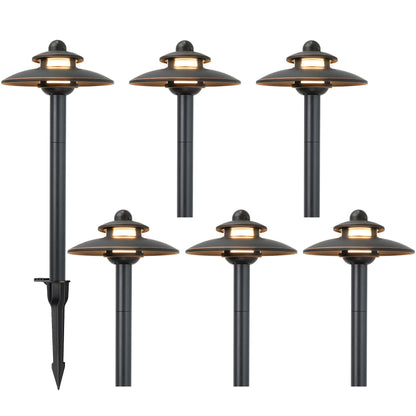 Low Voltage Landscape Pathway Lights, 3CCT Adjustable (2700K/3000K/4000K) 12V-15V LED Landscape Lighting, Oil Rubbed Bronze Aluminum Housing, Waterproof Outdoor Path Lights for Yard, Garden, 6 Pack