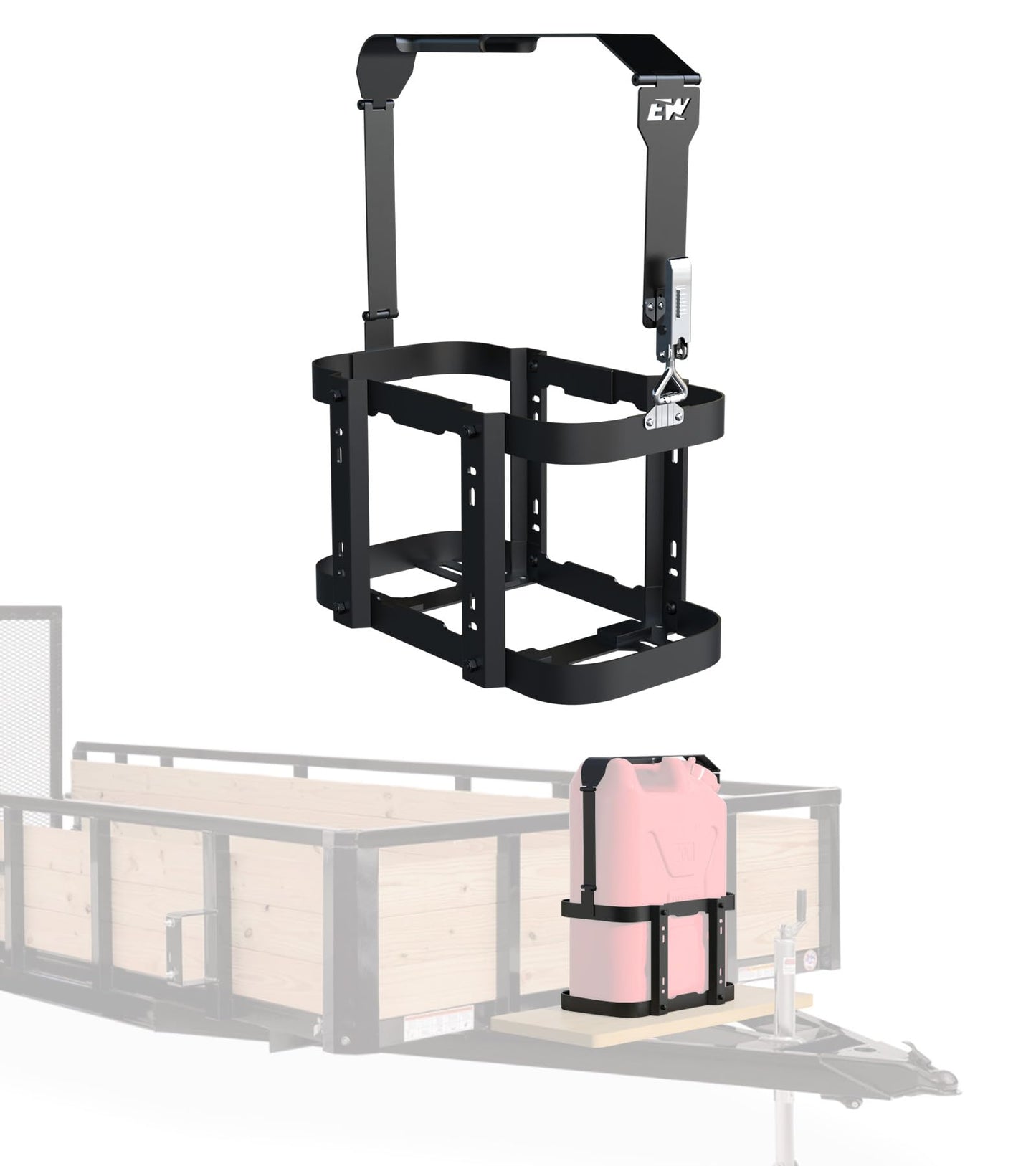 ELITEWILL 4 Place Weedeater Rack for Open/Enclosed Trailers and 5 Gallon Water Containers Mount Holder, Lockable 20L Water Storage Bracket