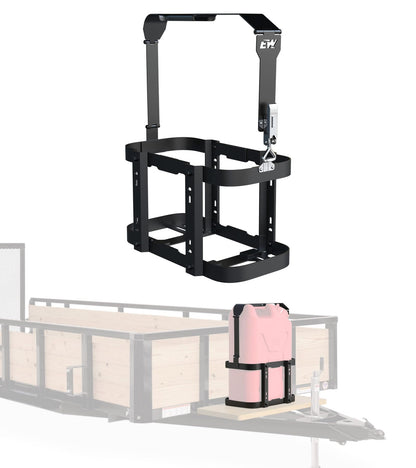 ELITEWILL 4 Place Weedeater Rack for Open/Enclosed Trailers and 5 Gallon Water Containers Mount Holder, Lockable 20L Water Storage Bracket