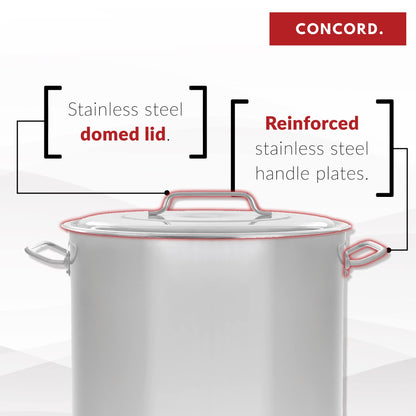 Concord Cookware Stainless Steel Stock Pot Kettle, 100-Quart