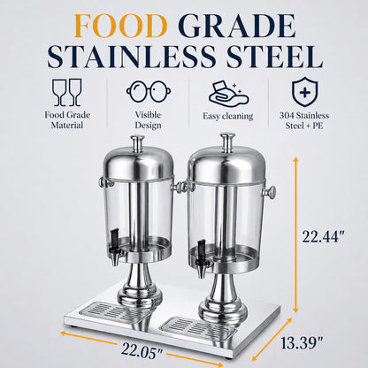 THXSUN Beverage Dispenser 4.4 Gallon, Large Drink Dispenser with Ice Core, Stainless Steel Beverage Dispenser with Stand for Cold Drinks, Juice, Lemonade, Iced Tea, Parties & Events