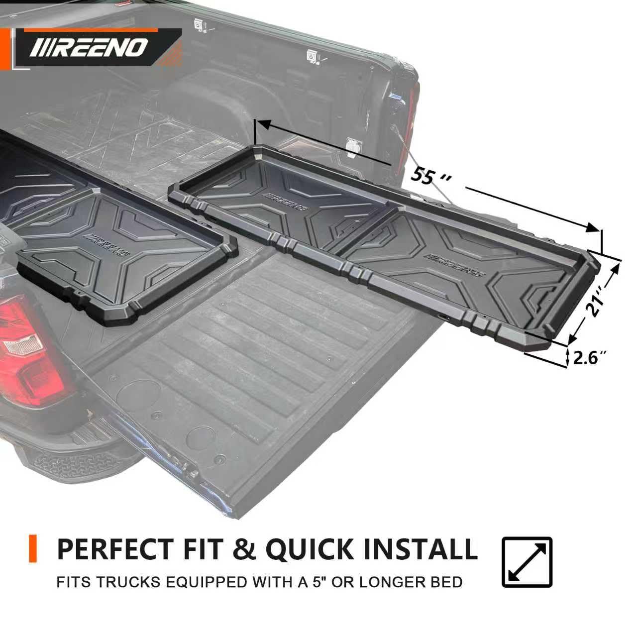 IIIREENO Slide-Out Truck Bed Organizer Tray, Heavy Duty Cargo Storage System with Easy Tailgate Access, Fits Mid-Size Bed Organizer 5'Beds, Durable HDPE Material, No Drilling