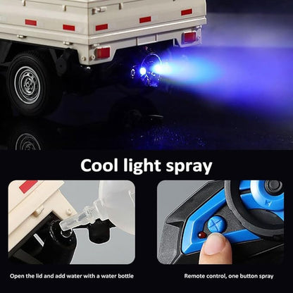 GoolRC Remote Control Car Transporter Truck 1:16 Scale RC Container Transport Truck with Spray and Light 2.4GHz All Terrain RC Cars for Teens and Adults Christmas or Birthday Gift (Green)
