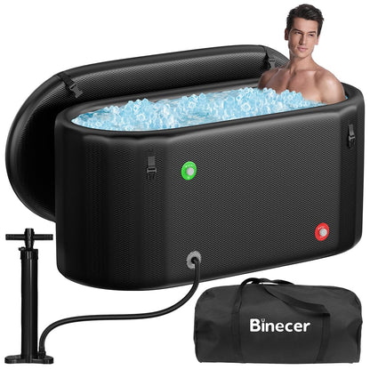 Upgrade Ice Bath Tub for Athletes XL 160 Gal - Water Chiller Compatible Cold Plunge, Athletes Recovery - Inflatable Ice Bath at Home Outdoor, Portable, Insulated Thermal Lid Cold