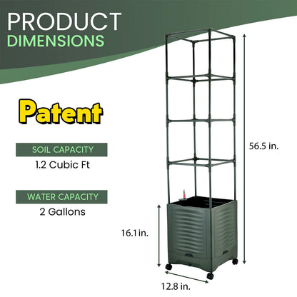 Tomato Planter Pot Tomato Box Raised Garden Bed 56.5" Tall Self-Watering and Water Indicator Planter for Tomato Outdoor Indoor Metal Trellis for Climbing Plants Large Reservoir-1 planter-not 2