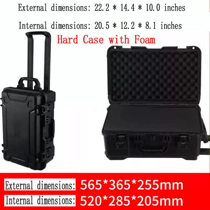 PISKGODSF 22" L x 14" W x 10" H Large Hard Case with Foam, Portable Rolling Hard Case with Wheels, Waterproof Shockproof Dustproof, Suitable for Cameras, Lenses, Camcorder, Instrument, Telescopes