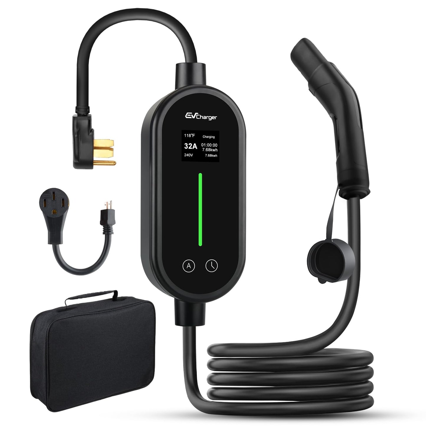 Junsun Portable Electric Car EV Charger Level 1/2 for Tesla 21ft Cable NEMA 14-50P 5-15P NACS Connector Compatible with Tesla Models X/Y/3/S