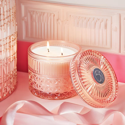 Chloefu LAN Rose Candle, Pink Candles Gifts for Women, Large 2-Wick Sandalwood Scents for Home, Strong Scented Candles for Home Decorative, Romantic Candle Gifts for Valentine's Day, Anniversaries