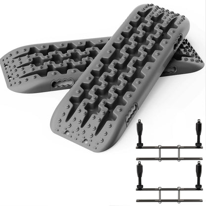 ALL-TOP Recovery Traction Boards, 2PCS & Mounting Kit, Reinforced Off Road Bendable Tire Friction Tracks (3rd Gen, Gray)