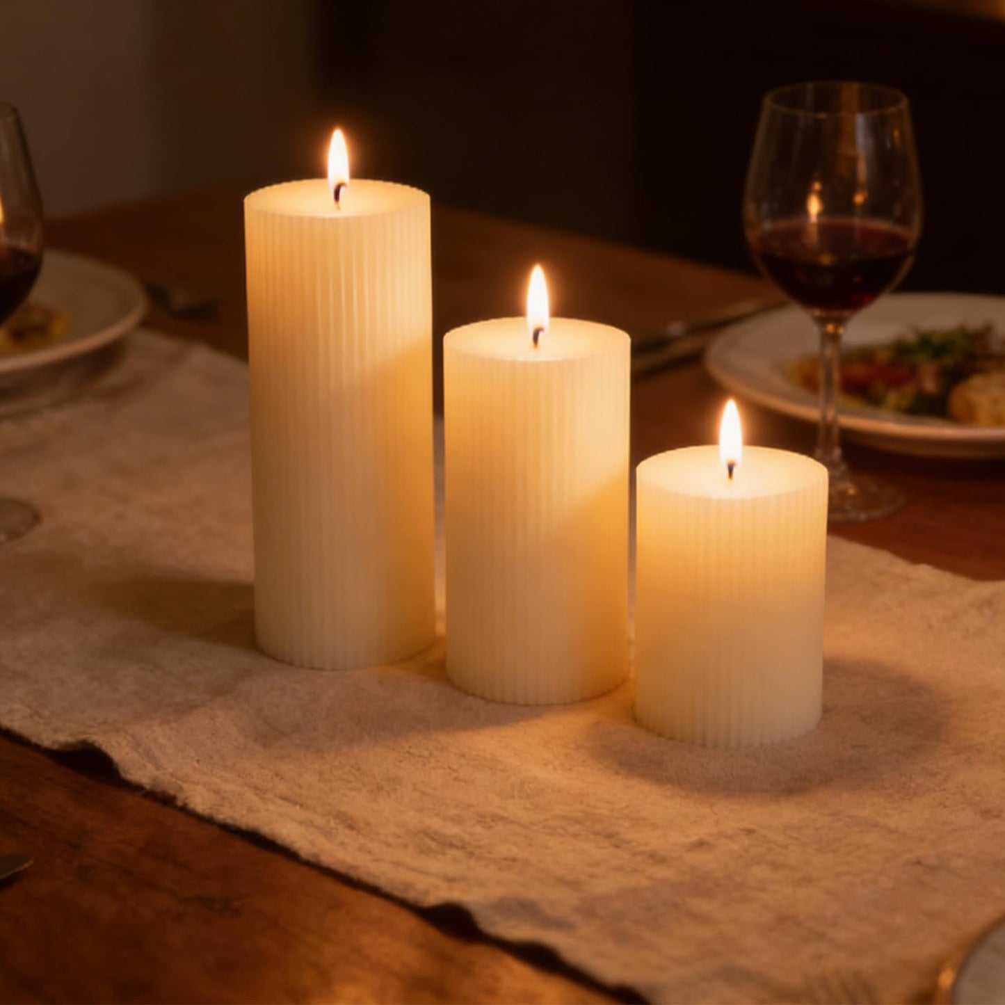 3×6 Inch Thick Ribbed Soy White Pillar Candle Set, 3 Packs White Votive and Emergency Candles, 180 Hours Burn Time, Smokeless&Dripless Large Round Candle for Wedding/Home/Office Decor
