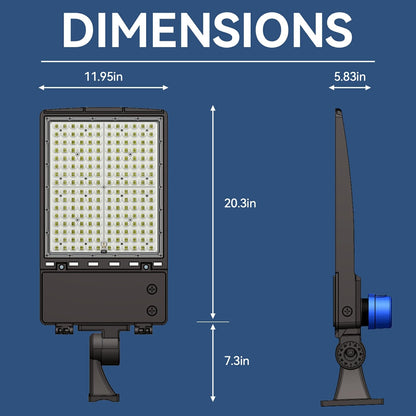 360W LED Parking Lot Light 2Pack: 250/300/360W Selectable, 57600LM 5000K LED Shoebox Light with Photocell, Arm Mount Flood Light, Commercial Outdoor Area Lighting for Driveway Stadium Roadways, ETL