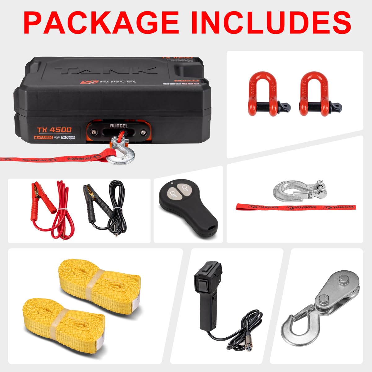 Portable Electric Winch and Kinetic Recovery Rope Kit