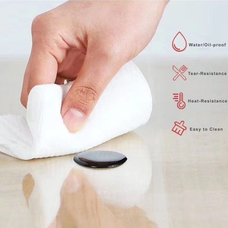 LIBERECOO Clear Round Fitted Vinyl Tablecloth for 49-56" Diameter Tables - Heavy Duty Elasticized Table Cover Elastic Edged Plastic Table Cloth Protector