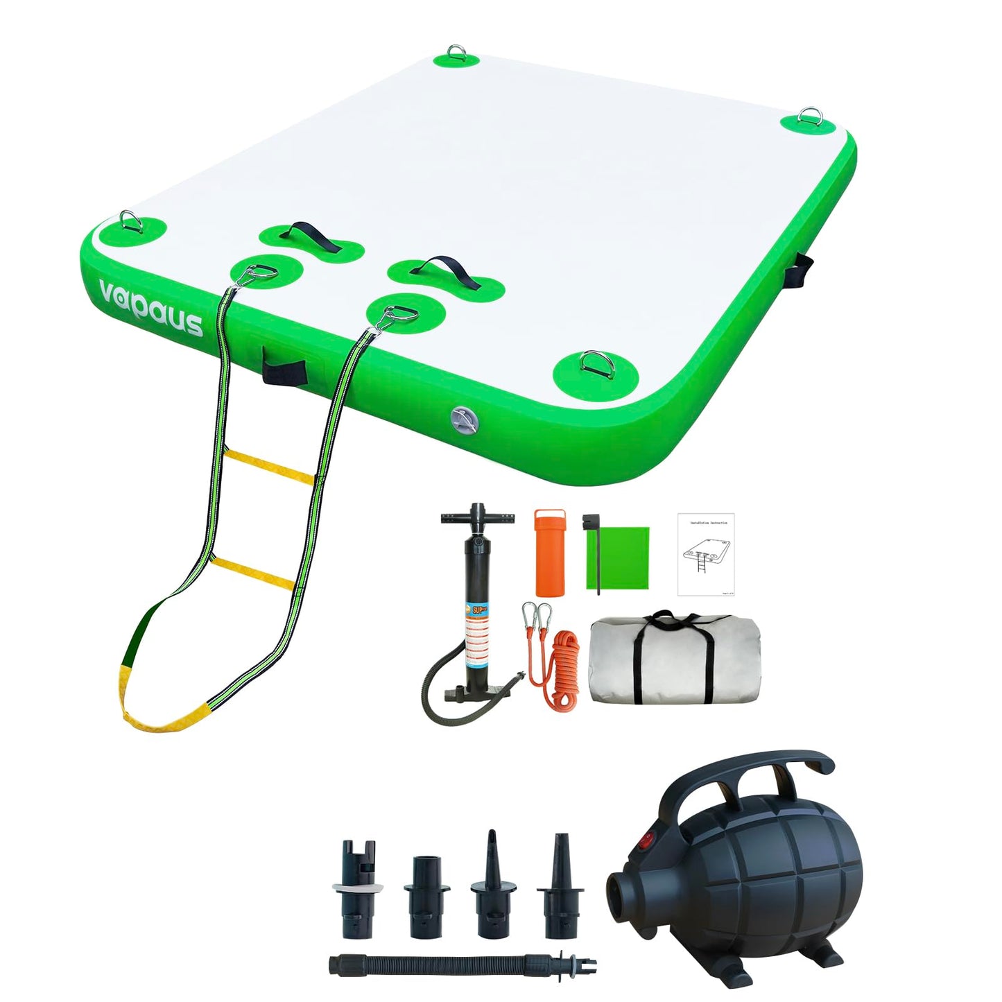vapaus Inflatable Floating Dock with Electric Air Pump Bundle – Versatile Water Platform with Quick Inflation for Outdoor Fun