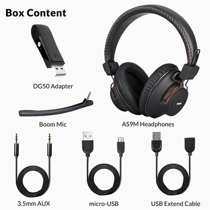 Avantree DG59M - Clear Voice & Rich Background Sound, Low Latency Bluetooth Headphones with USB Adapter for PS5 & PS4, Wireless Headset with Mic for PC Work & Gaming, 40hrs Playtime