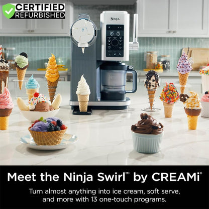 Ninja NC701 CREAMi Swirl 13-in-1 Soft Serve Ice Cream Machine - Renewed with 2-Year Protection Plan