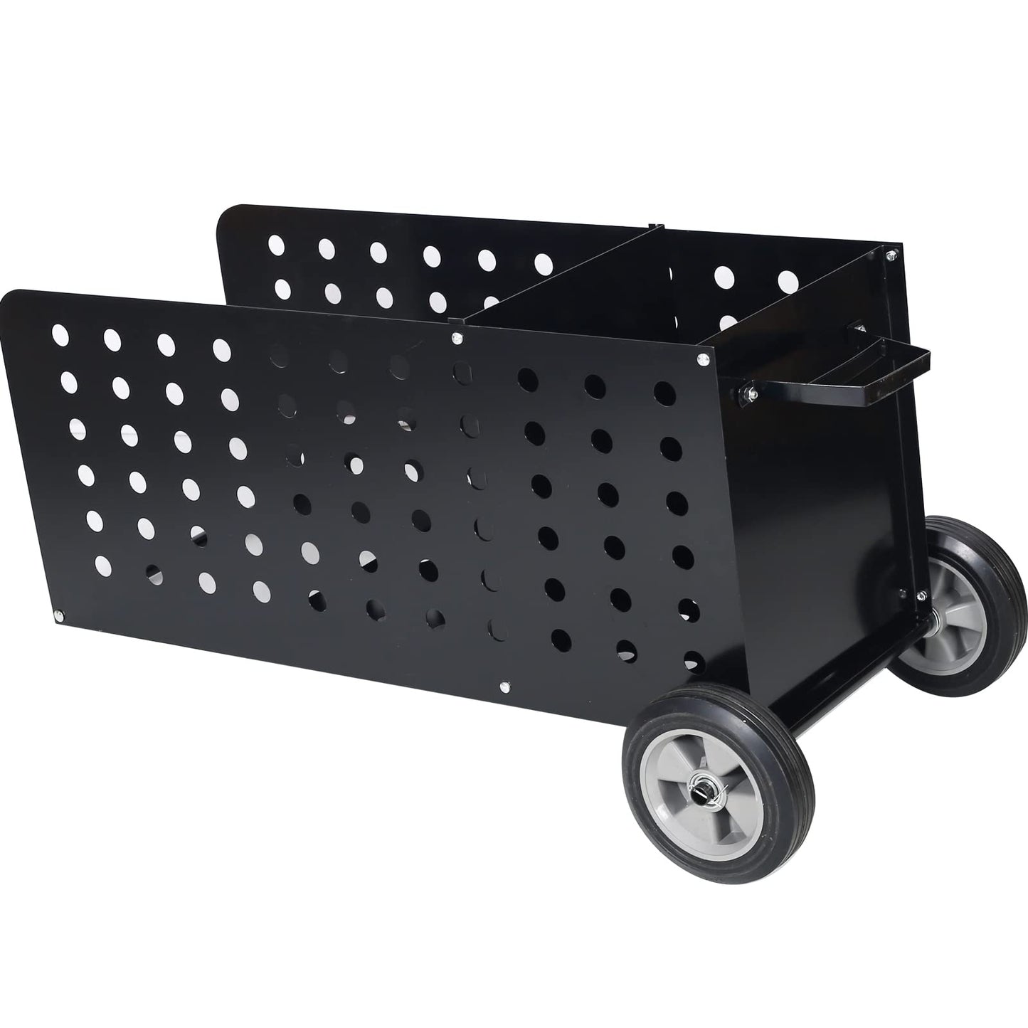 Metal Firewood Cart with Rolling Whee,l Heavy Duty 200lbs Load Capacity Outdoor Rolling Cart Dolly Storage Holder, Rolling Wood Hauler for Firewood Indoor Outdoor Wood Rack Storage Mover Black