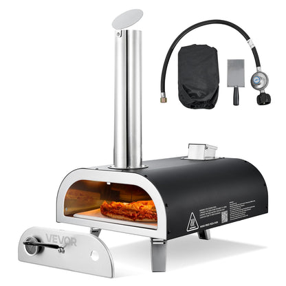 VEVOR Dual Fuel Pizza Oven Outdoor, 12 in Wood Fire & Propane Gas Pizza Ovens, Portable Pellet & Propane Pizza-Maker with Thermometer, Multi Fuel Pizza-Cook for Outside Patio Camping & Backyard