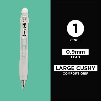 SAKURA SumoGrip Pencil with Comfort Grip - 0.9 mm Ergonomic Mechanical Pencil - Clear