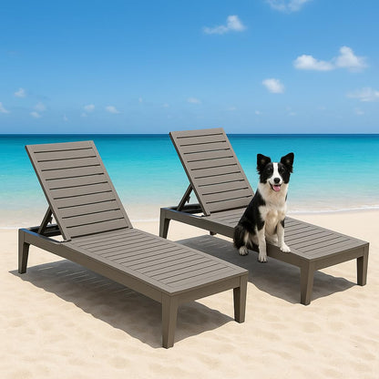 Lounge Chair,Pool Lounge Chairs Set of 2,Lounge Chair Outdoor,Waterproof Sun Loungers Chair,5-Positions Adjustable Outdoor Lounge Chairs for Garden Beach Patio Poolside Lawn Deck,Striped Grey