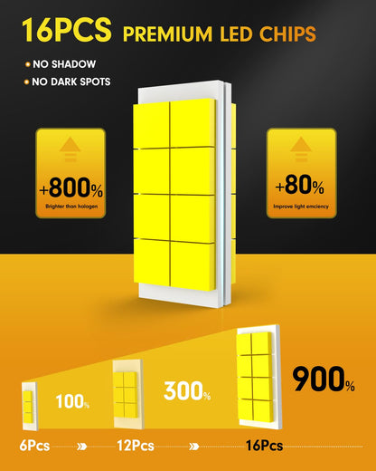 FAHREN 9005 9006 LED Bulbs Combo, 120,000LM, 6500K Cool White, IP68 Waterproof, Pack of 4