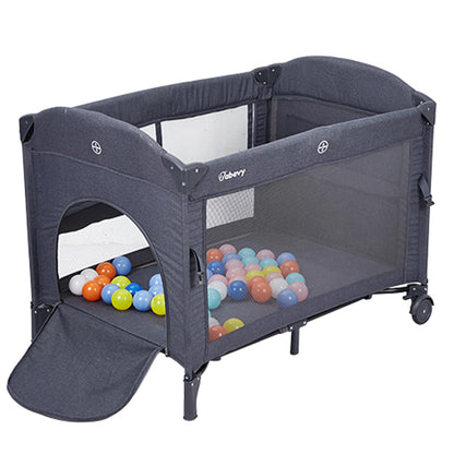 5 in 1 Pack and Play Bedside Sleeper with Bassinet, Diaper Changer & Hanging Toy, Portable Crib Nursery Center for Newborns to Toddlers, Grey