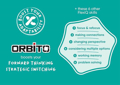 Orbito from Flex IQ 2 Player Strategy Games for Family Gatherings Great for Kids Games Includes 1 Game Board with Orbito Button 8 White Marbles and 8 Black Marbles