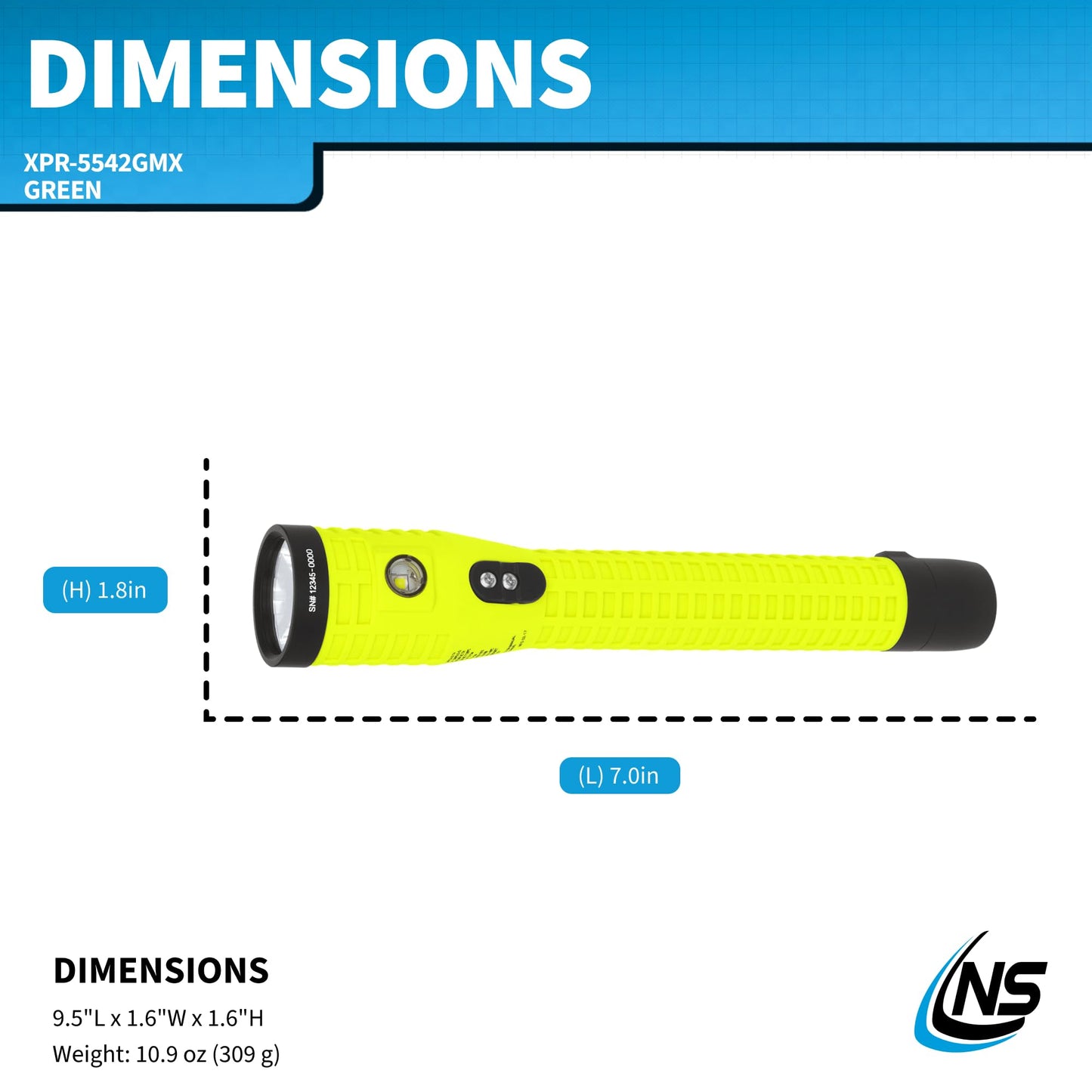 Nightstick XPR-5542GMX Intrinsically Safe Rechargeable Dual-Light Flashlight with Magnet, Green/Black