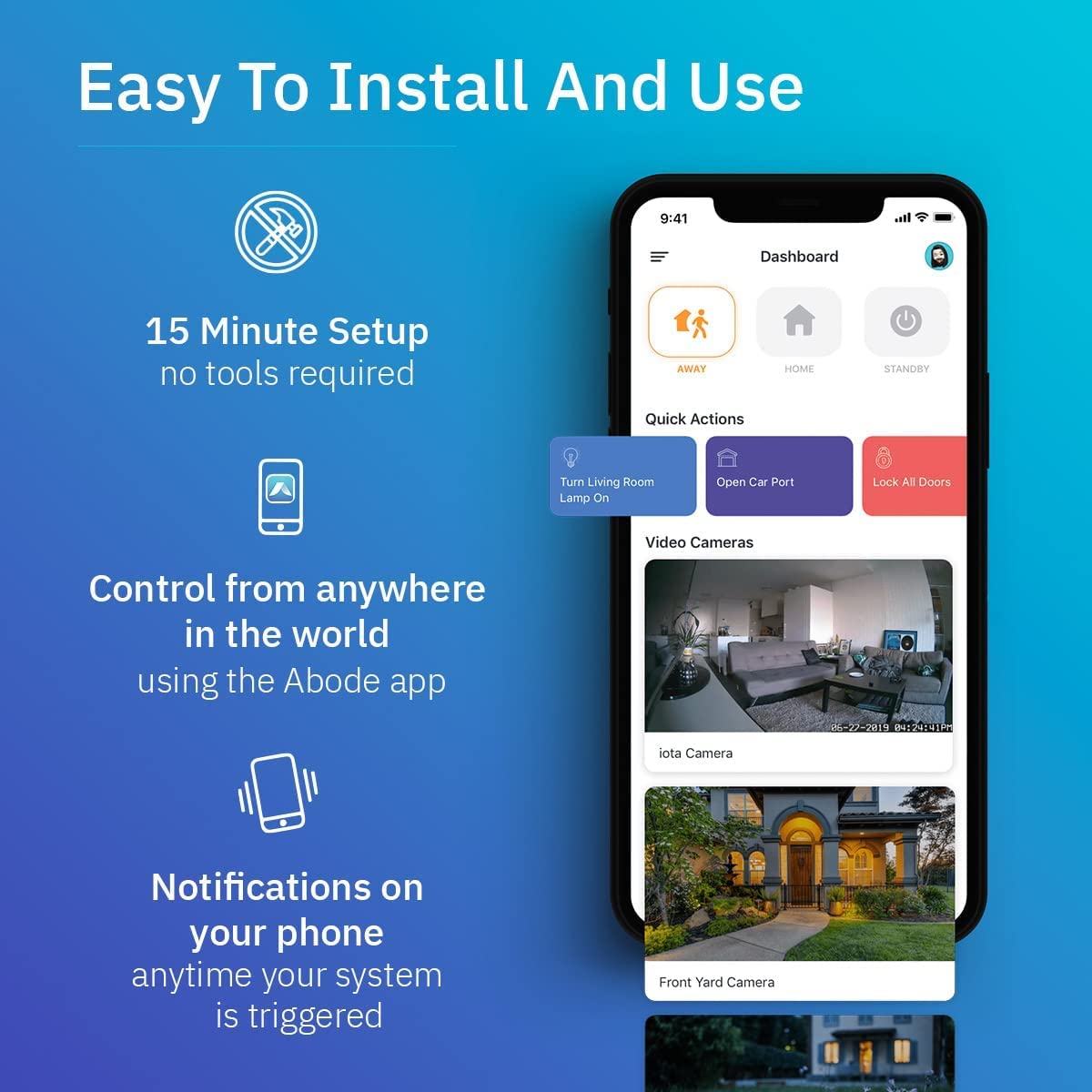Abode 4 Piece Wireless Smart Security System - Works with Apple HomeKit, Z-Wave and Zigbee Devices - Expandable to Protect Your Whole Home - Easy DIY Installation - Optional Professional Monitoring