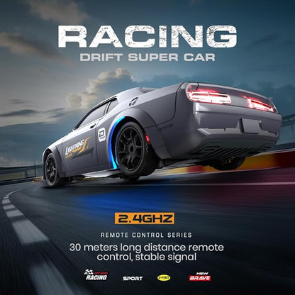 1:43 Scale Mini RC Drift Car 2.4GHz 4WD Desktop RC Drift Car 15KM/h Handheld Racing Mini Vehicle with LED Lights Speed Switching Racing Sport Toy for Adults Teens (Blue)