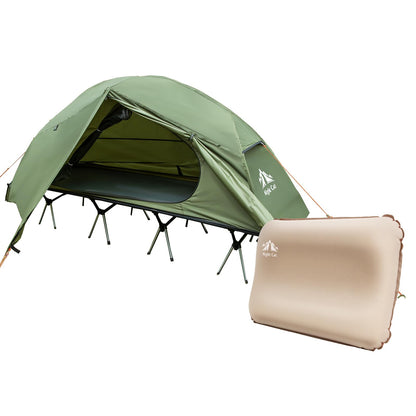 Night Cat Camping Cot Tent with Self-Inflatable Camping Pillow 1-Person Off-Ground Combo Cot Bed for Adults Portable Easy Set-up Tent