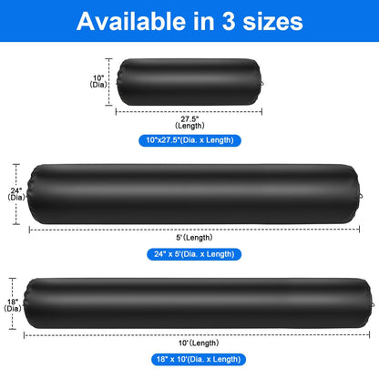 FUCNEN Inflatable Boat Fenders for Docking,24" x 5' Heavy Duty PVC Boat Bumpers with Electric Pump, Fender Covers, Ropes & Storage Bag, Dock Fenders for Pontoon, Fishing Boat, Yacht (1 Pack)