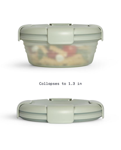 STOJO Collapsible Bowl - Translucent Denim Blue, 36oz - Reusable Silicone Bowl for Hot and Cold Food - Perfect for Travel, Meal Prep, To-Go Lunch, Camping & Hiking - Microwave & Dishwasher Safe