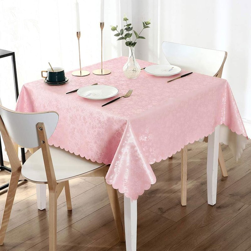 Smiry Square Table Cloth, Waterproof Heavy Duty Vinyl Tablecloths, Wipeable Washable Table Cover for Kitchen, Dining Room & Valentines(Pink, 54" X 54")